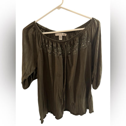 Pre-Love French Laundry Dark Olive Blouse