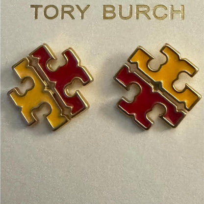 Tory Burch Red and Yellow Puzzle Earrings