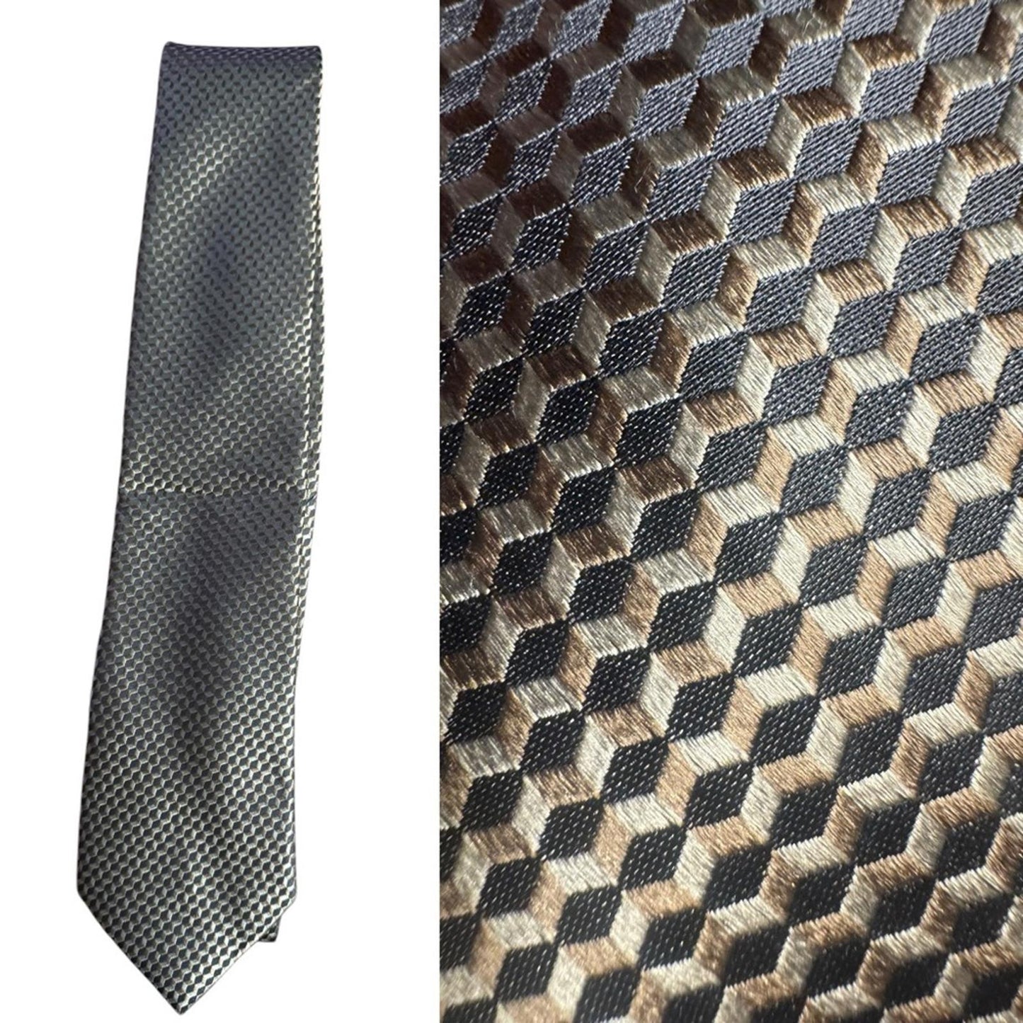 Michael Kors Elegant Gray, Gold, Tan Men's Tie