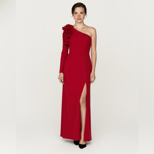 Escape Elegant Red One-Shoulder Dress