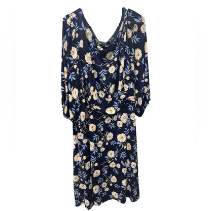 Jessica Howard Navy Floral Long Sleeve Dress