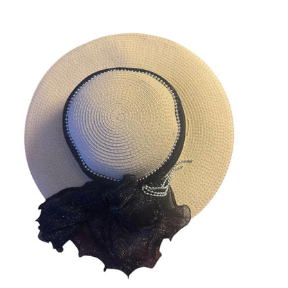 Elegant Tan Sun Hat with black Accent