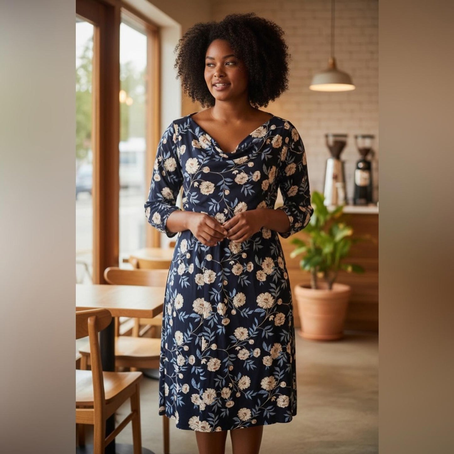 Jessica Howard Navy Floral Long Sleeve Dress