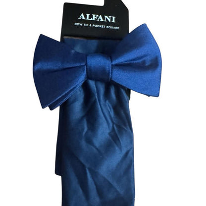 Alfani Blue Bow Tie and Pocket Square Set