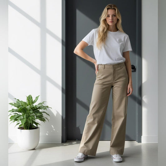 Lauren Ralph Lauren Khaki Wide-Leg Trousers