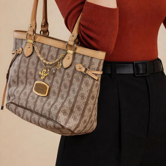 Pre-Love Guess Brown and Tan Tote Bag