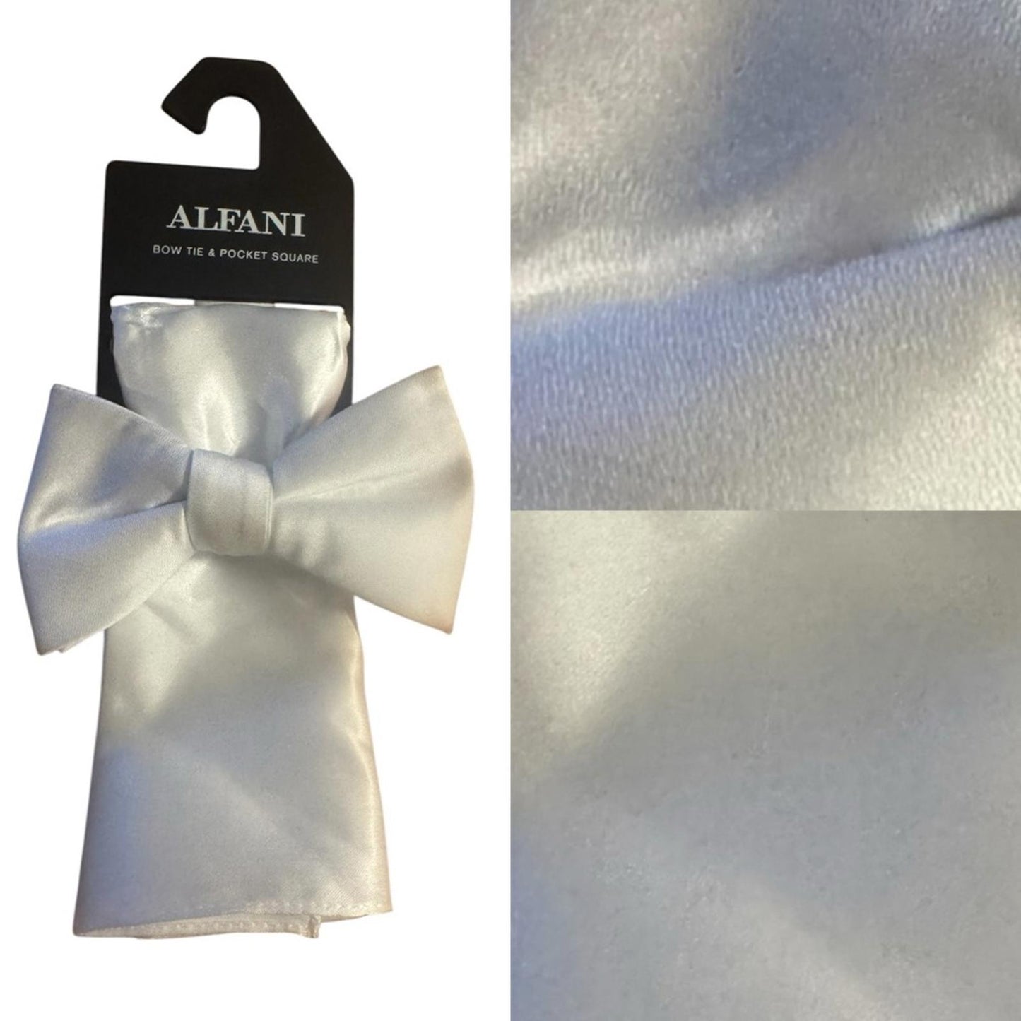 Alfani White Bow Tie and Pocket Square Set