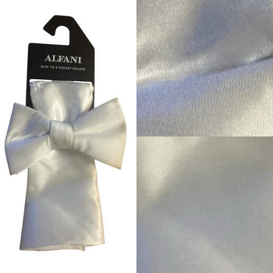 Alfani White Bow Tie and Pocket Square Set