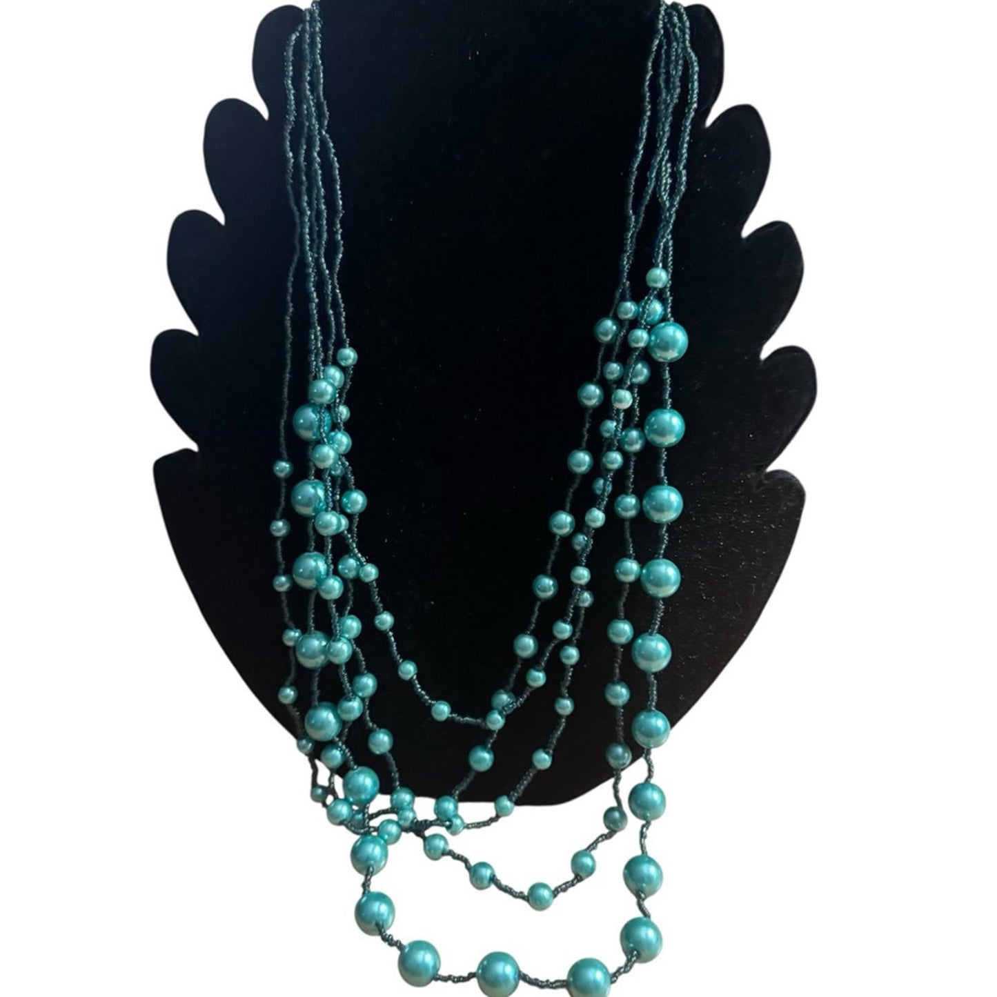 Elegant Blue Beaded Necklace and Earring Set