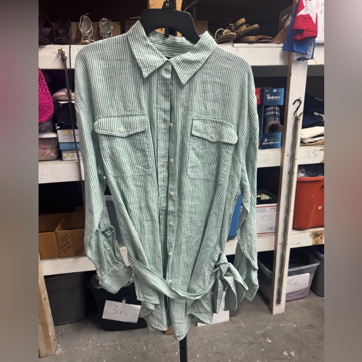 Lauren, Ralph Lauren Striped Green Shirt Dress
