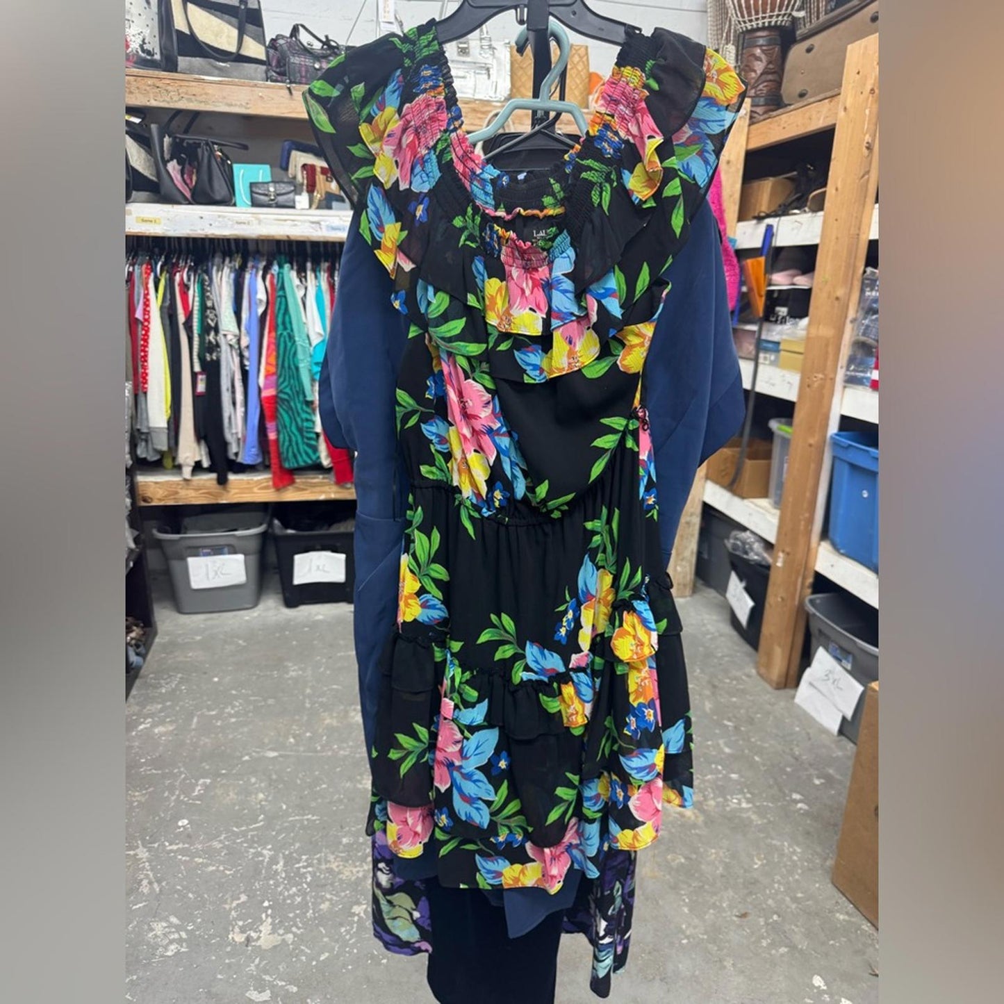 Lauren Ralph Lauren Black Dress with Colorful Floral Design
