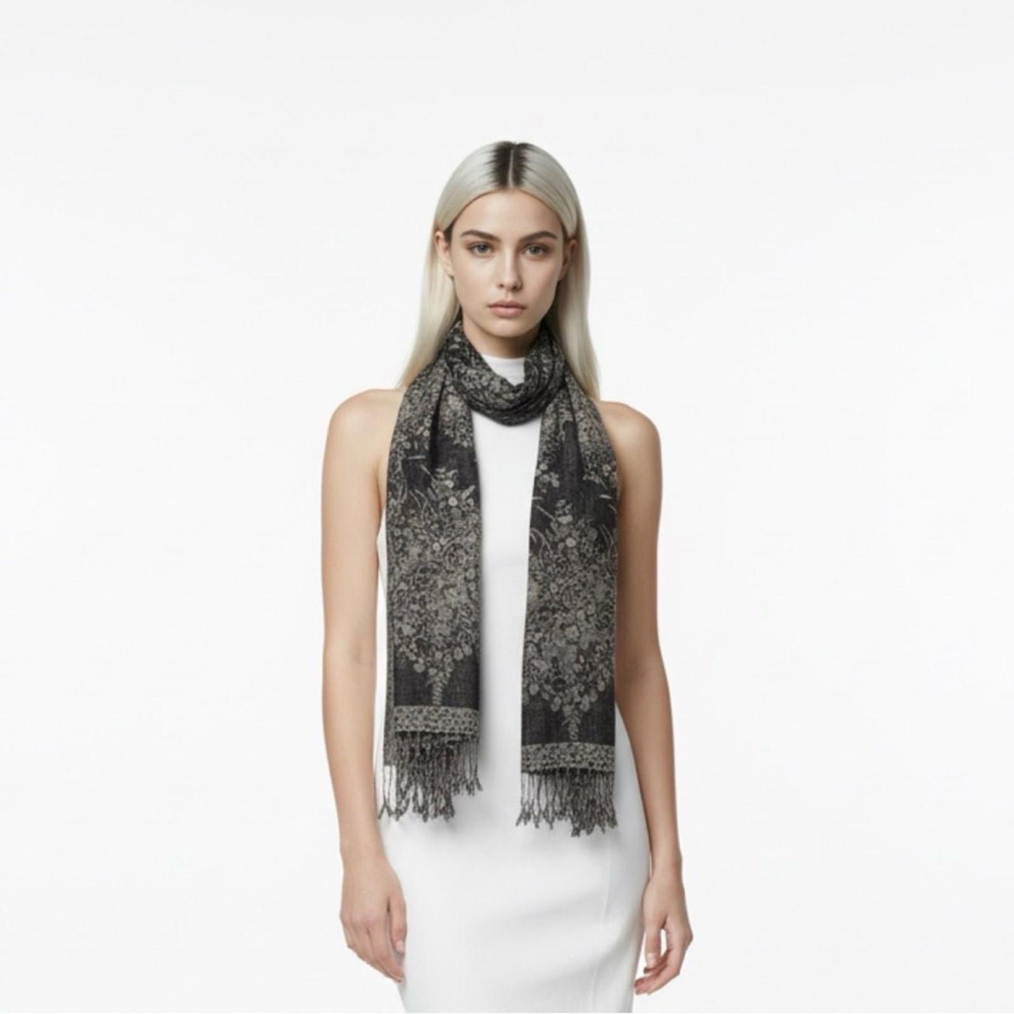 Pre-Love Elegant Black and Gold Scarf