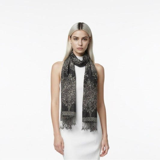 Pre-Love Elegant Black and Gold Scarf