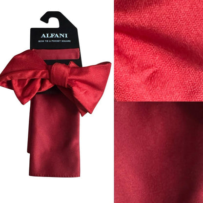 Alfani Red Bow Tie and Pocket Square Set