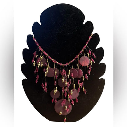 Elegant Purple Beaded Necklace and Earring Set