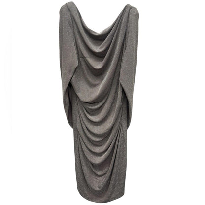 Xscape Charcoal Elegant Drape Back Scuba Crepe Dress