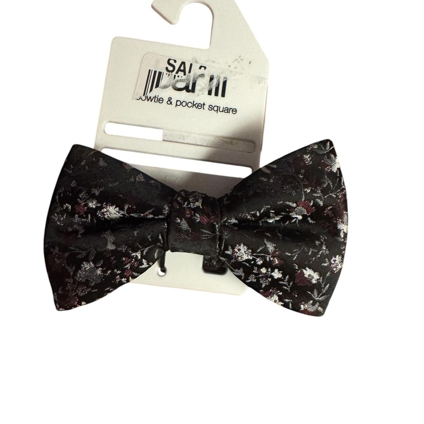 Bar III Black Floral Bow Tie