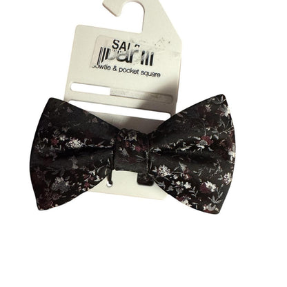 Bar III Black Floral Bow Tie