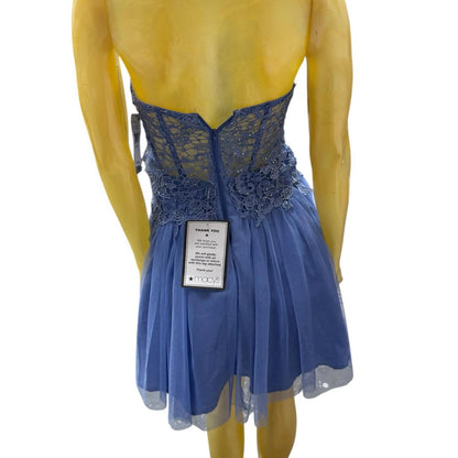 BCX Blue Lace Strapless Dress