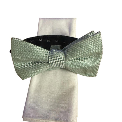 Elegant Mint Green Bow Tie and Pocket Square Set