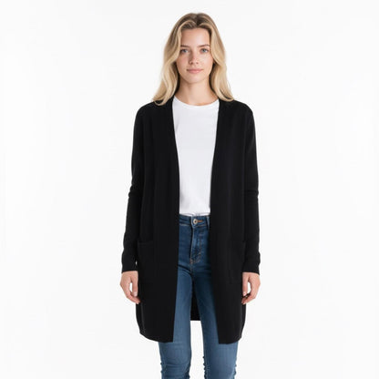 JM Collection Black Open Front Cardigan