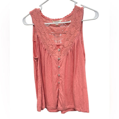 Lucky Brand Coral Lace Trim Tank Top