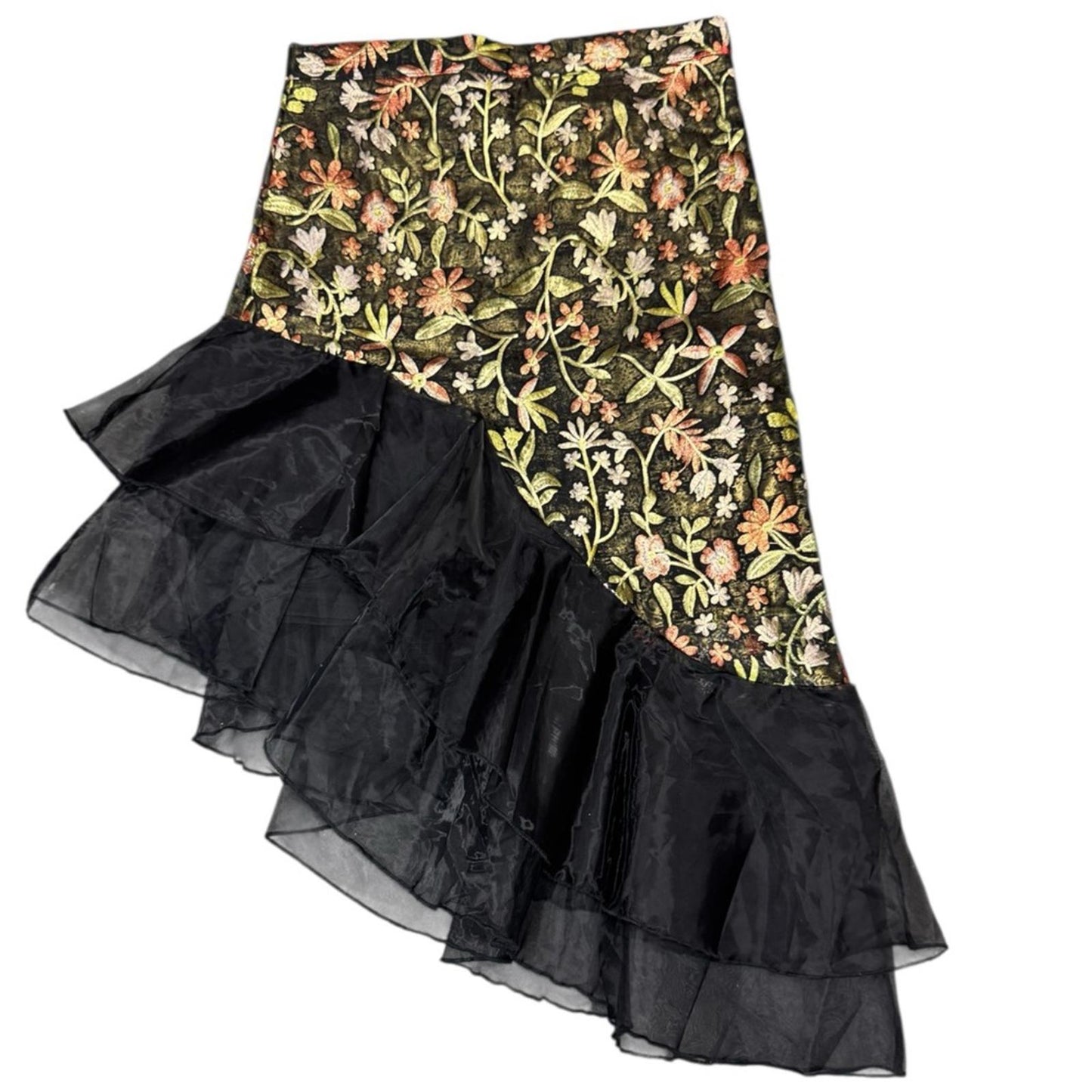 Hesperus Floral Embroidered Black Skirt