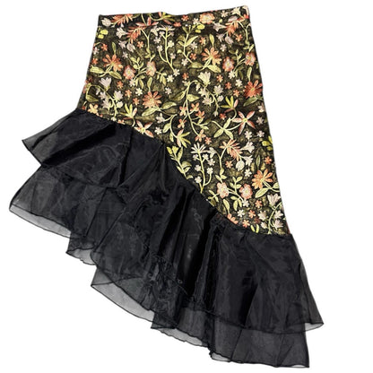 Hesperus Floral Embroidered Black Skirt