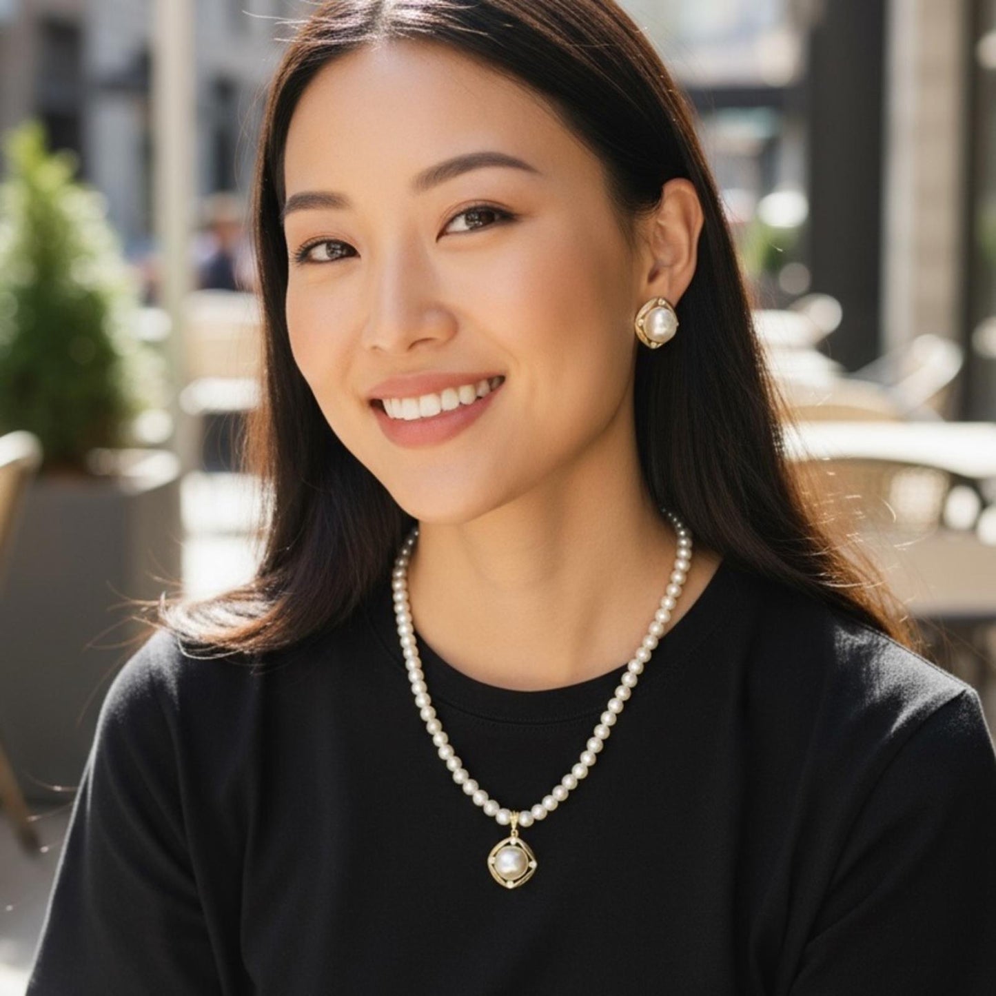 Elegant Pearl Necklace and Earring Set