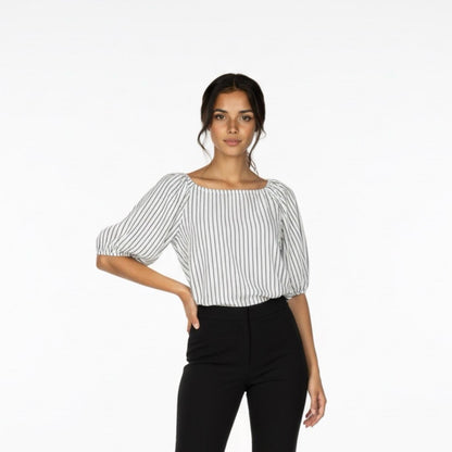 Pre-Love Massimo Dutti Black and White Striped Blouse