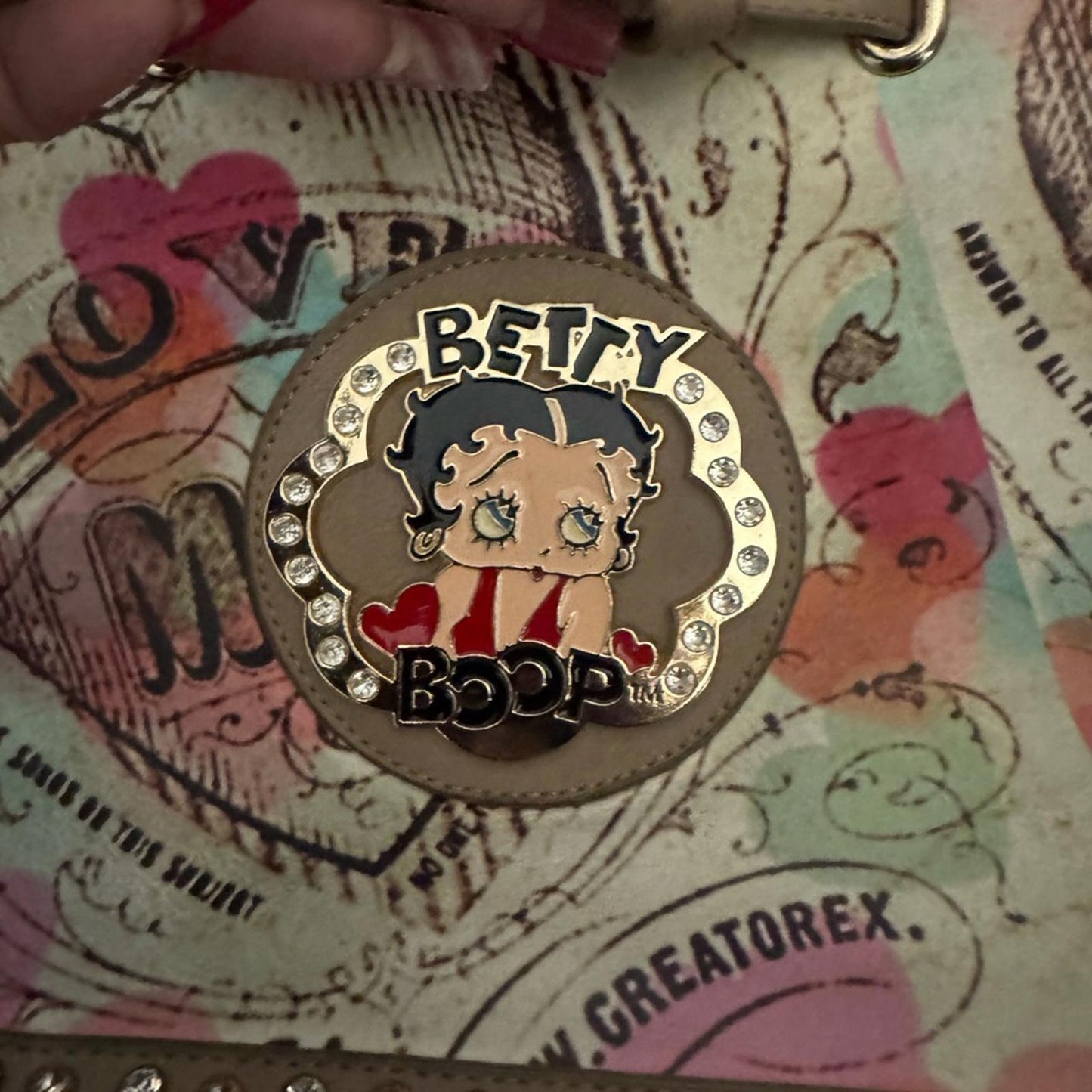 Betty Boop Tan and Multicolor Shoulder Bag