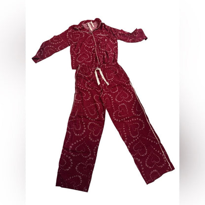 Victoria's Secret Maroon Heart Pajama Set