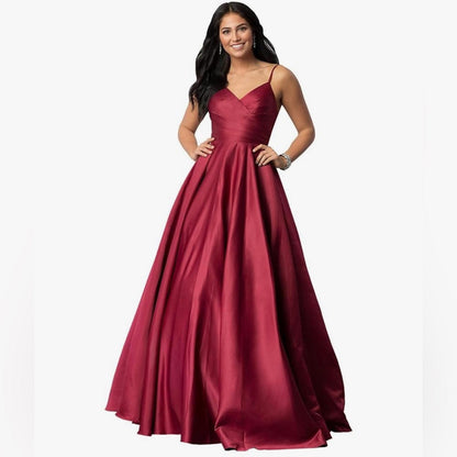 Blondie nights Elegant Burgundy Evening Gown