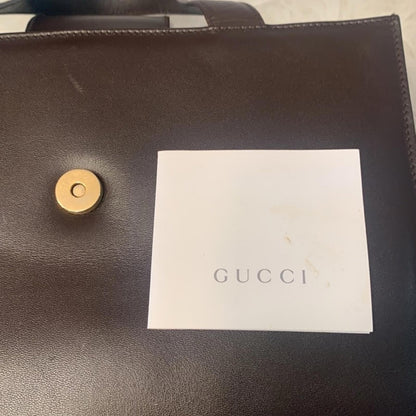 Authentic Gucci vintage Dark Brown Shoulder Bag with Gold Detail