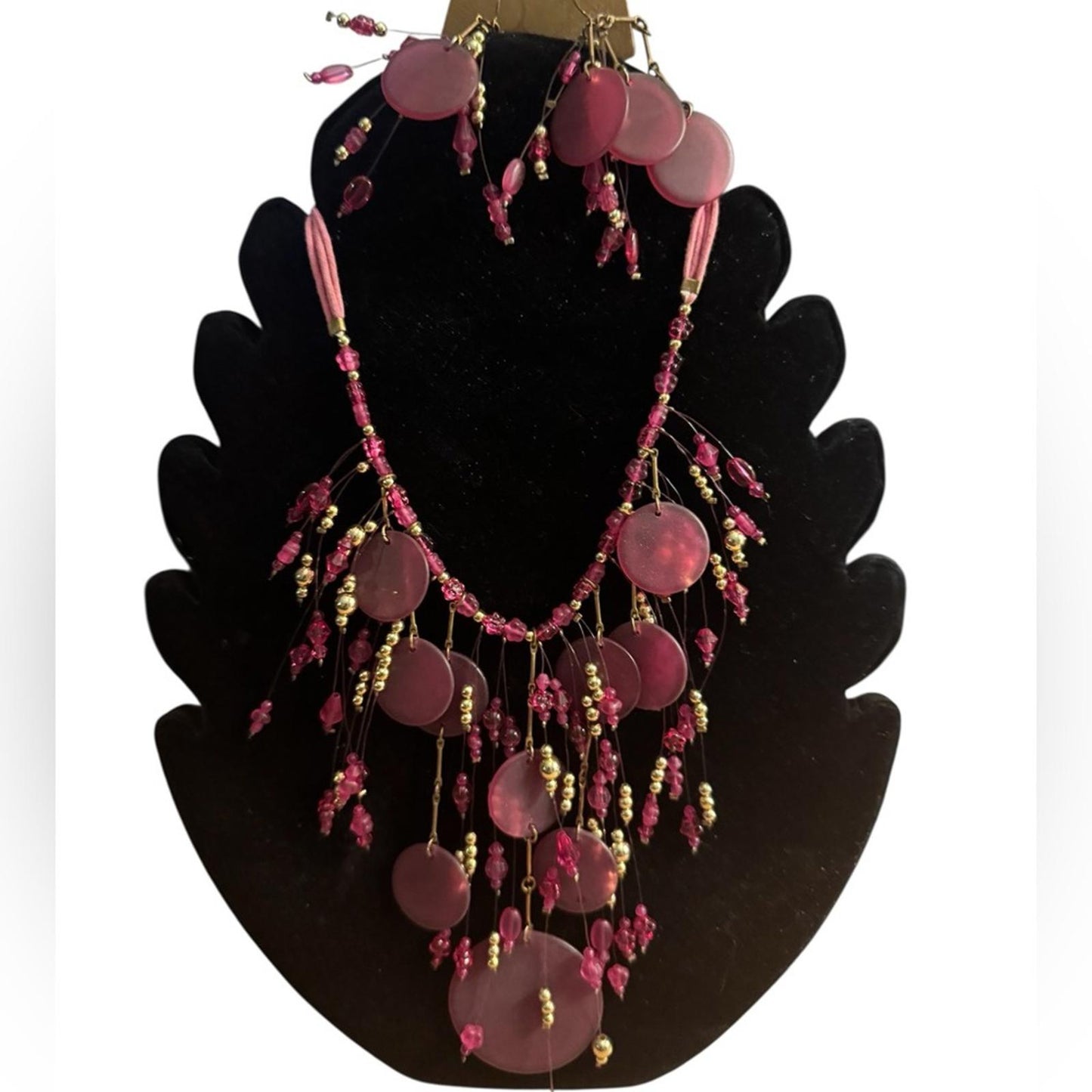 Elegant Purple Beaded Necklace and Earring Set