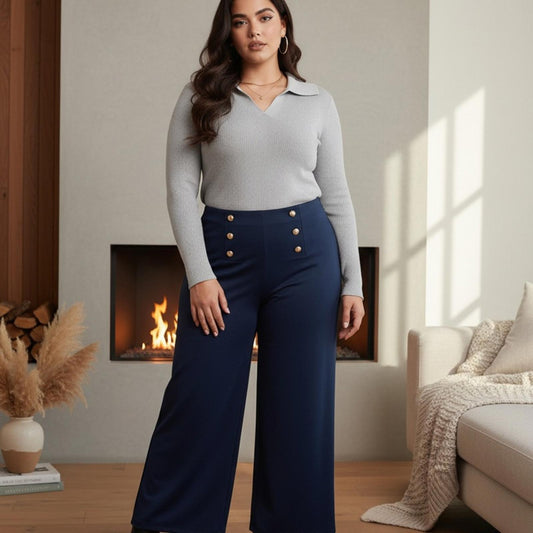 Lauren Ralph Lauren Navy Wide-Leg Pants