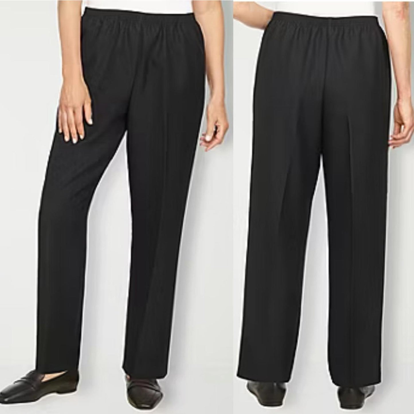 Alfred dunner slip on Classic Black elastic waist side pockets Women's Pants
