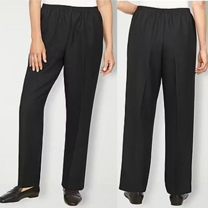 Alfred dunner slip on Classic Black elastic waist side pockets Women's Pants