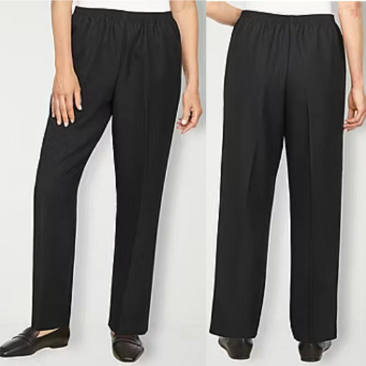 Alfred dunner slip on Classic Black elastic waist side pockets Women's Pants