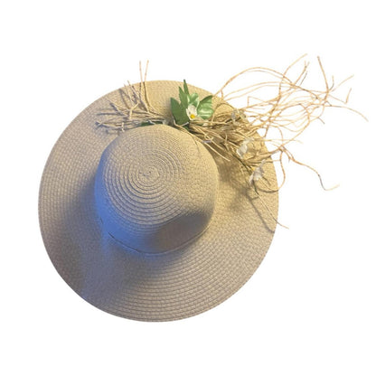 Elegant Tan Sun Hat with tan/grn Accent