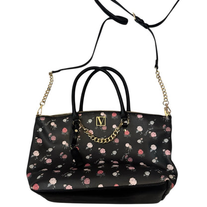 Pre-Love Victoria's Secret Black and Pink Floral Shoulder Bag