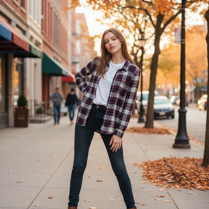 Lucky Brand Burgundy and White Plaid Shirt
