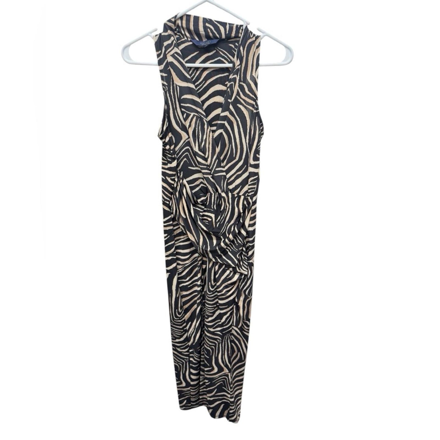 RACHEL Rachel Roy Black and Cream Zebra Midi Dress
