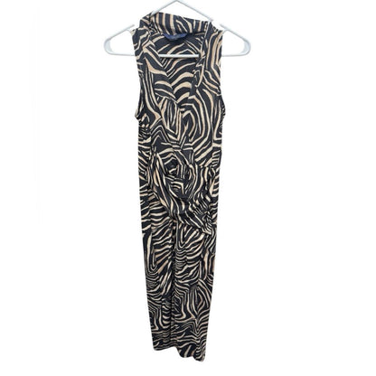 RACHEL Rachel Roy Black and Cream Zebra Midi Dress