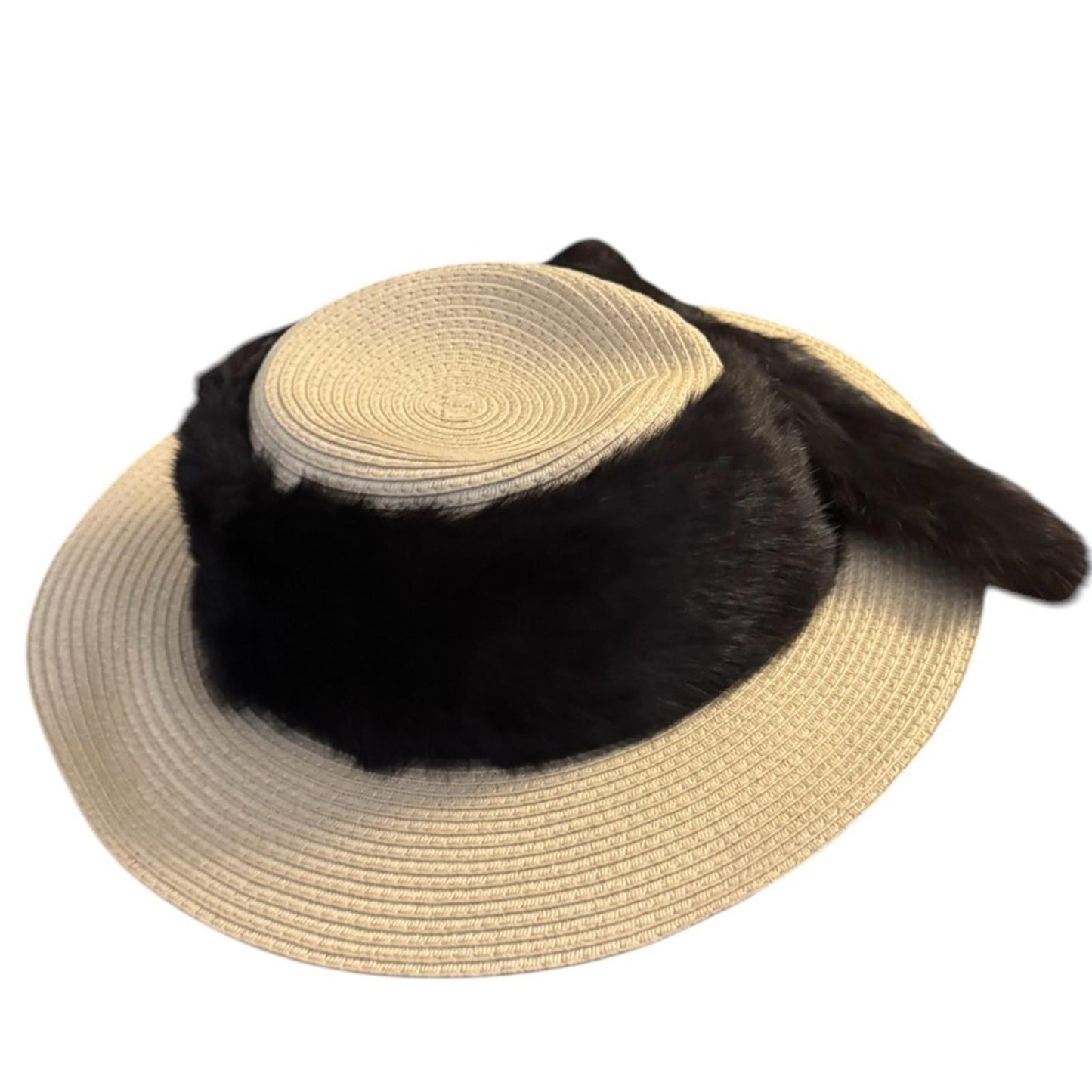 Elegant Tan Sun Hat with black Accent