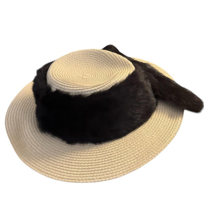 Elegant Tan Sun Hat with black Accent