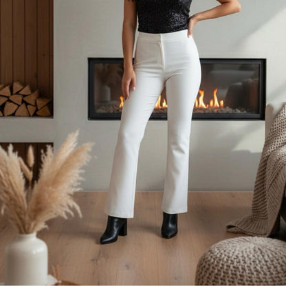 Kasper White High-Waisted Pants