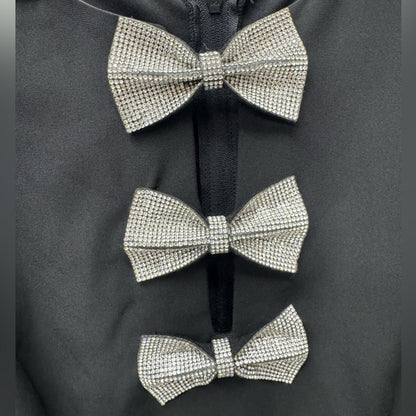 City Studio Black Dress with Silver Bow Details