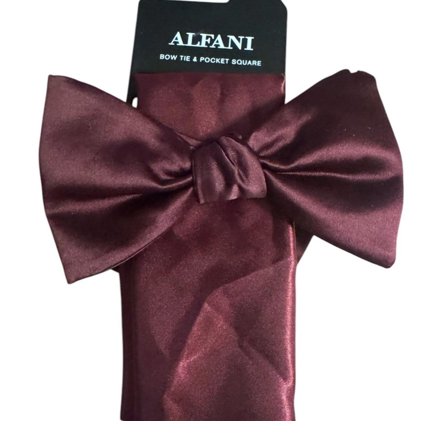Alfani Burgundy Bow Tie and Pocket Square Set