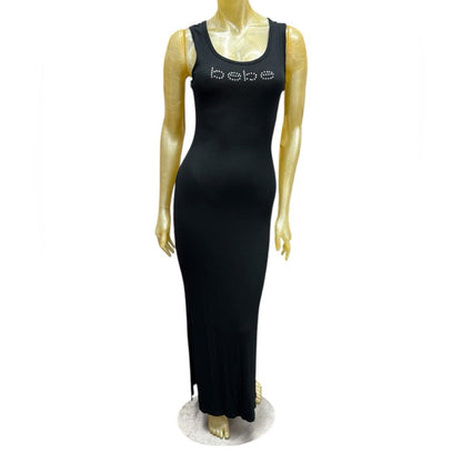 Bebe Black Rhinestone Logo Dress